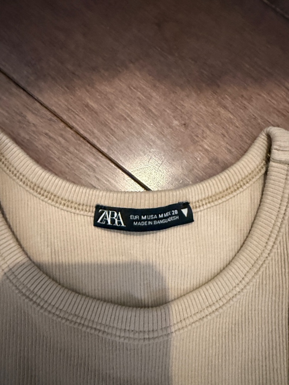 Zara Beige Ribbed Racerback Crop Tank - Picture 2 of 3